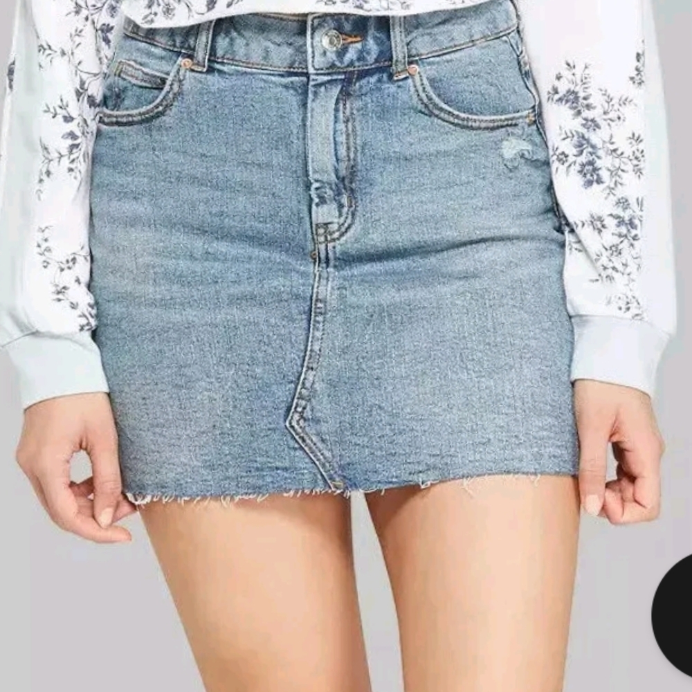 Wild Fable Blue Mini Denim Jean Pencil Skirt Casual